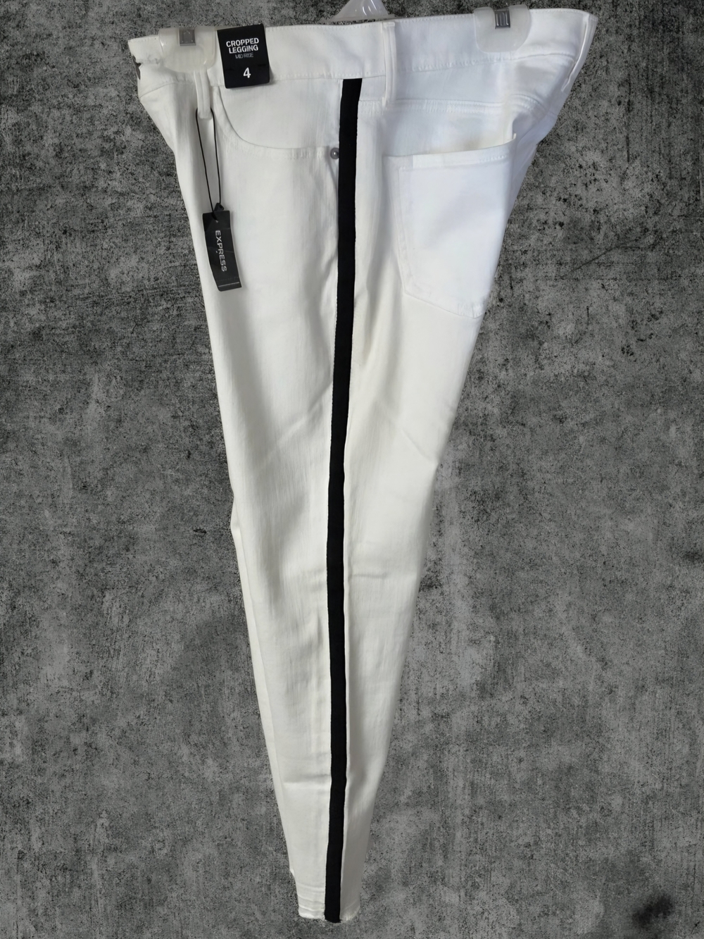 NWT Express White Cropped Moto Jeans White & Black Size 4 - Picture 4 of 9